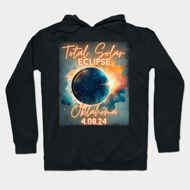 Total Solar Eclipse 2024 Oklahoma Art Science Men Women Kids Hoodie by AimArtStudio